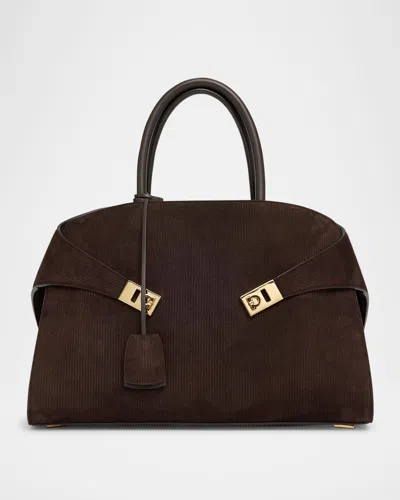 Ferragamo Hug L Soft Tote Bag In Brown