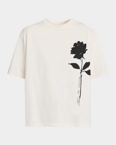 Golden Goose White T-shirt With Rose In White
