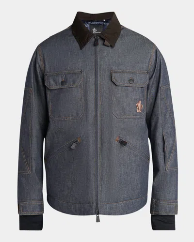Moncler Croatan Denim Down Shirt Jacket In Blue
