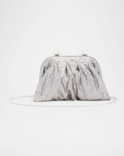 Benedetta Bruzziches Venus La Petite Pleated Mirror Mesh Clutch Bag In Silver