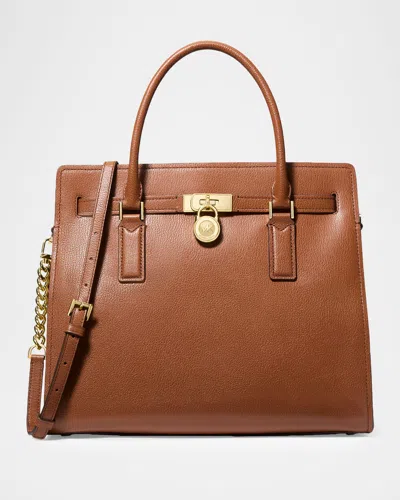 Michael Michael Kors Hamilton Large Leather Top-handle Bag In Brown