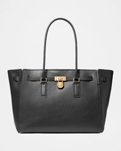 Michael Michael Kors Hamilton Large Leather Tote Bag In Black