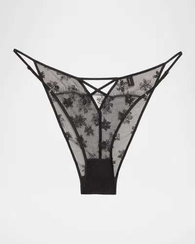 Kiki De Montparnasse All Over Lace Cheeky Low-rise Briefs In Black