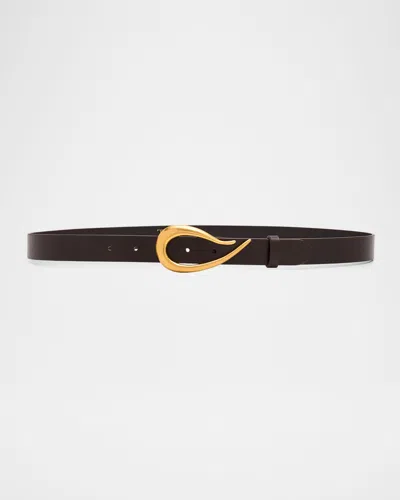 Twp Medium Leather Belt With Snake Buckle In Brown