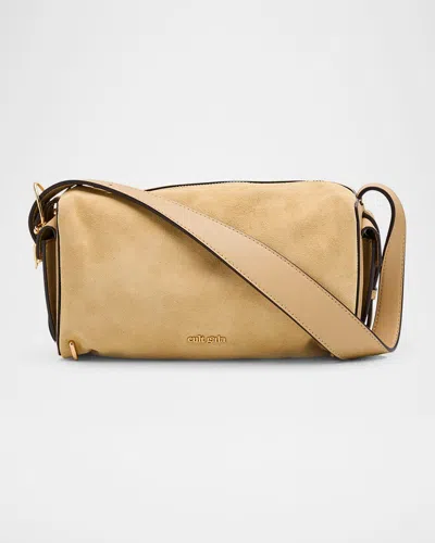 Cult Gaia Natasha Zip Suede & Leather Shoulder Bag In Neutral