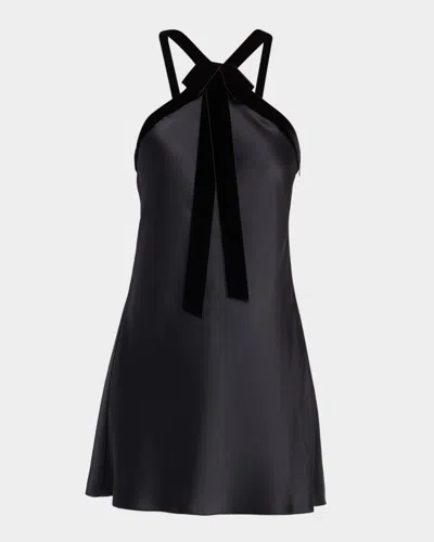 Tanya Taylor Elfreda Sleeveless Bow Mini Dress In Black