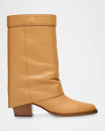 Fendi Ff Leather Boot In Multi