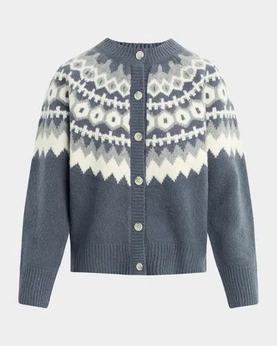 Favorite Daughter Snowed In Fair Isle Wool-cashmere Blend Cardigan In Blue