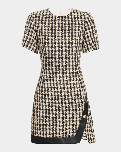 Shoshanna Irene A-line Houndstooth Tweed Mini Dress In Multi