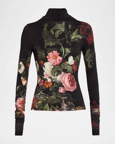 Alice And Olivia Delaina Long-sleeve Turtleneck Top In Multi