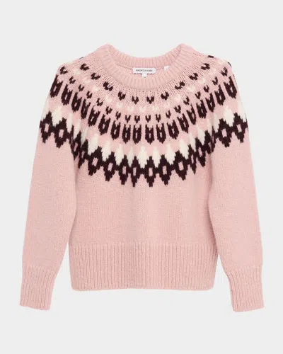 Veronica Beard Anne Fairisle Puff-sleeve Sweater In Purple