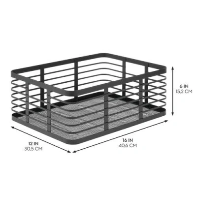 Mdesign Metal Pantry Basket With Handles In Black