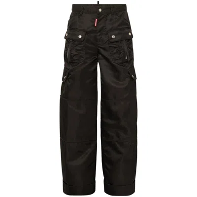 Dsquared2 Satin Cargo Trousers In Black