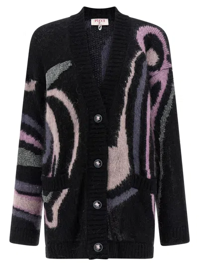 Pucci Embroidered Mohair Blend Oversize Cardigan In Multi