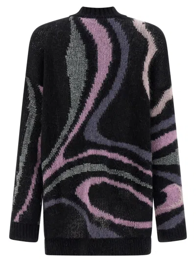 Pucci Embroidered Mohair Blend Oversize Cardigan In Multi