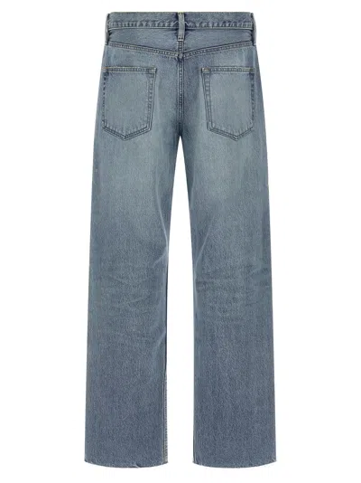 Fear Of God Straight Leg Distressed Denim Trousers With Pockets In Blue