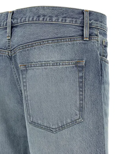 Fear Of God Straight Leg Distressed Denim Trousers With Pockets In Blue