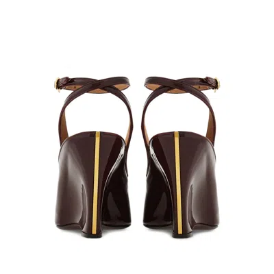 Ferragamo Peep Toe Wedge Sandals In Bordeaux In Brown