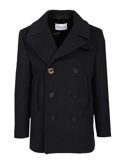 Givenchy Big Lapel Caban Coats Blue In Blue