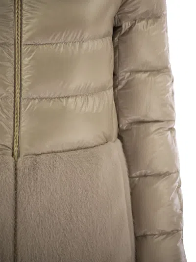 Herno Down Jacket With Cruelty-free Fur Details In Green