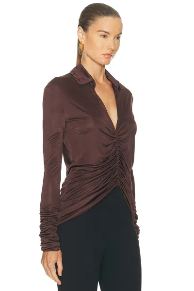 Atlein Front Ruched Shirt In Brown