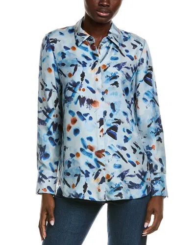 Lafayette 148 New York Scottie Silk Blouse In Multi