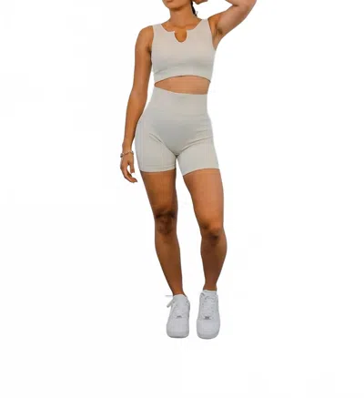 Little Secret Of Mine Women's Active Wear Gym Set In Ivory In Gray
