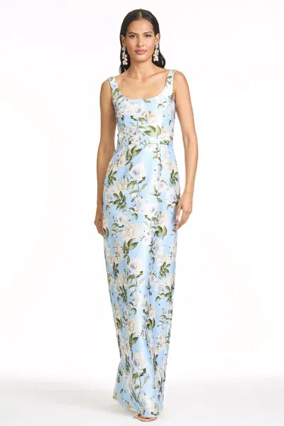 Sachin & Babi Floral-print Crystal-embellished Dress In Blue