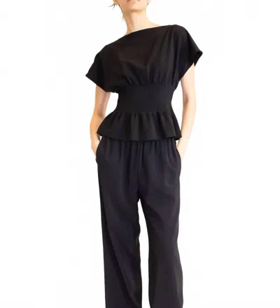 Solid & Striped Greer Peplum Blouse In Noir In Black