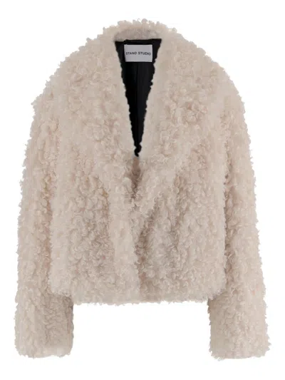 Stand Studio Smara Faux Fur Jacket In Neutral