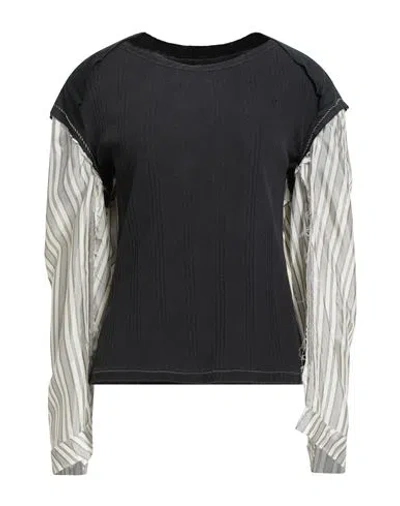 Maison Margiela Woman Top Charcoal Size M Cotton In Black