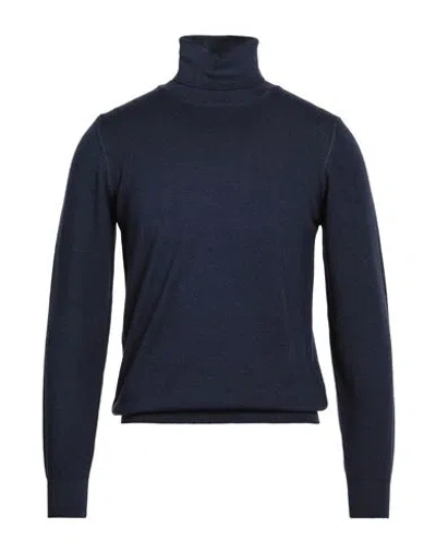 Jeordie's Man Turtleneck Midnight Blue Size S Merino Wool In Blue