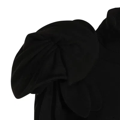 Moschino Black Turtleneck Sweater With Flower Detail In Black