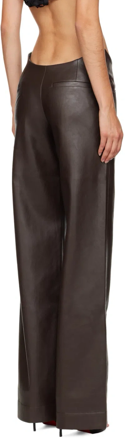 Aya Muse Polished Faux Leather Casual Pants In Brown