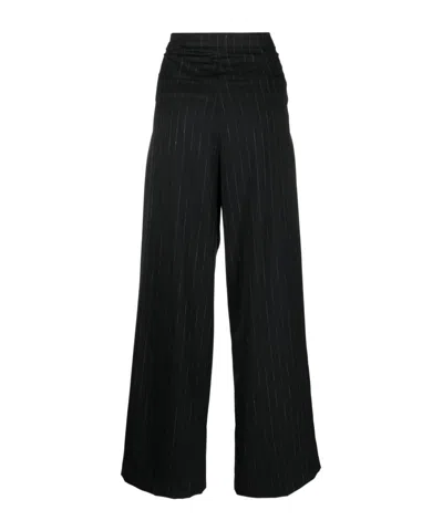 Rohe Róhe Striped Pleated Trousers In Black
