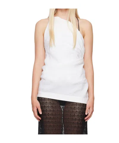 Tove Petra One-shoulder Open-back Gathered Linen Top In White