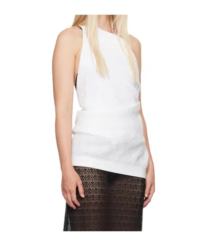 Tove Petra One-shoulder Open-back Gathered Linen Top In White
