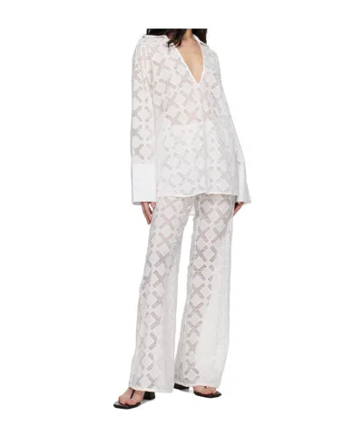 Tove Translucent Tulle Casual Pants In White