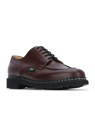 Paraboot Round Toe Loafers Stitched Detailing Rubber Sole In Brown