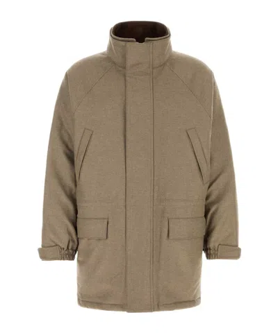 Auralee Fulling Flannel Coat In Brown