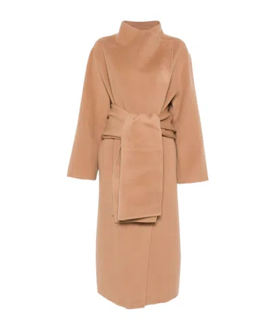 Aya Muse Belted Felted Coat In Brown