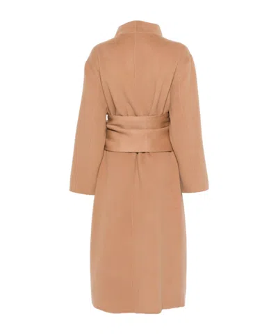 Aya Muse Belted Felted Coat In Brown