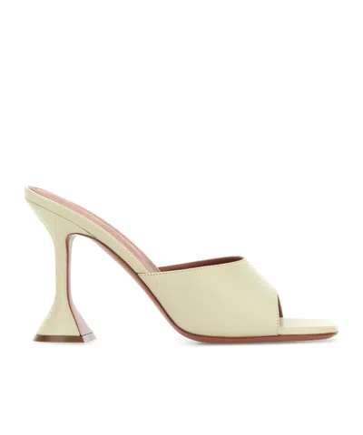 Amina Muaddi Women Sand Nappa Leather Lupita Mules In White