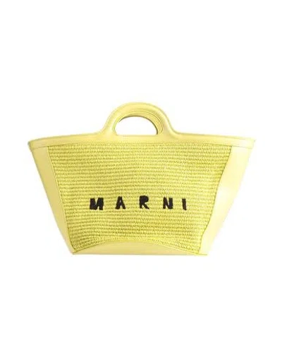 Marni Woman Handbag Lime Green Size - Cotton, Polyamide, Cow Leather, Brass In Yellow