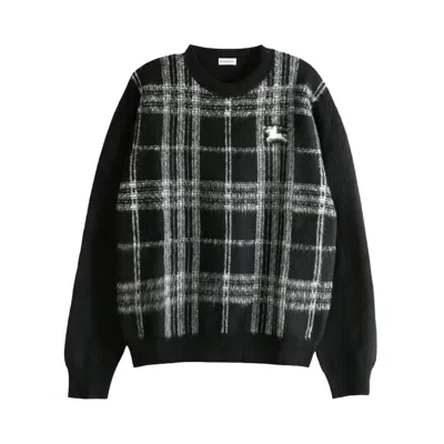 Pre-owned Burberry Check Crew Neck Sweater 'black/white' | Men's Size M