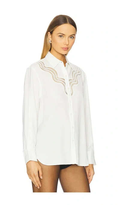 La Ligne Satin Back Crepe Button Down Shirt In White