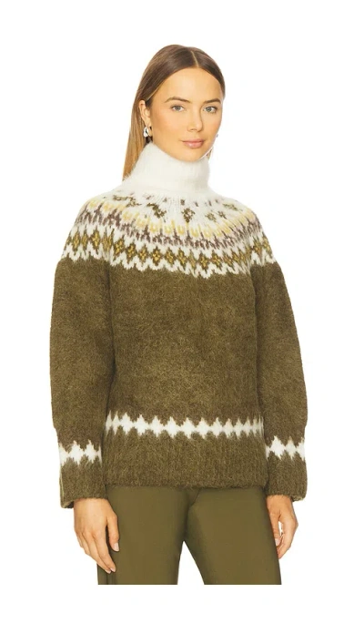 Rag & Bone Beth Oversize Fair Isle Alpaca Blend Turtleneck Sweater In Green