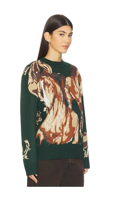 House Of Sunny Classic Wild Horses Sweater In Green