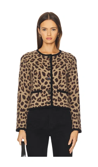 Paige Oberon Leopard Spot Crop Merino Wool Cardigan In Multi