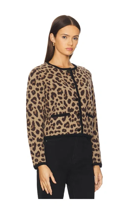Paige Oberon Leopard Spot Crop Merino Wool Cardigan In Multi